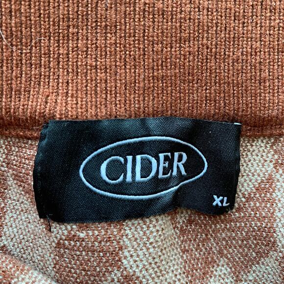 Cider Retro Midi Knit Skirt Women XL Brown Cream Geometric Check Elastic Waist - Picture 5 of 5